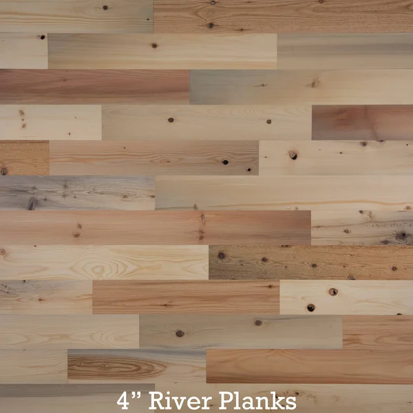 Timberchic 214 Peel and Stick Reclaimed River Wood - 4 in. Planks