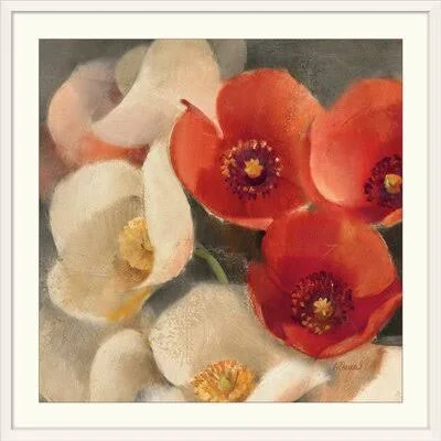 &Poppies Bloom III& Albena Hristova Graphic Art Print Charlton Home Format: White Framed - Size: 24x22 H x 24x22 W x 1x22 D