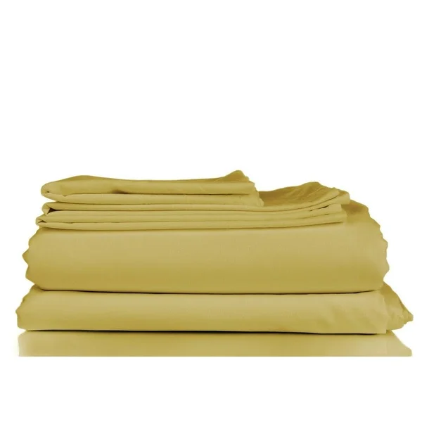 1800TC Soft Microfiber 4-Piece Deep-Pocket Bed Sheet Set Gold King