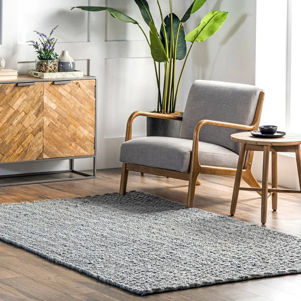nuLOOM Ivory Handmade Casual Solid Ridged Area Rug - 8& x 10& - Light Blue