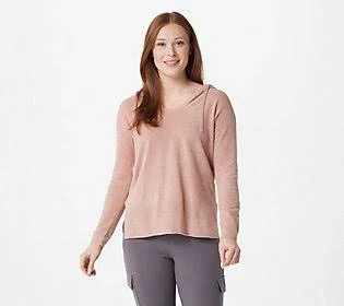 Barefoot Dreams CozyChic Ultra Lite Pointelle Hoodie, Size Medium, Rose Mist
