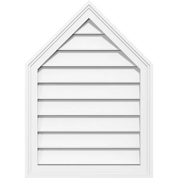 Ekena Millwork GVPPE30X3402SF-06 30x22W x 34x22H Peaked Top Surface Mount PVC Gable Vent 6/12 Pitch: Functional, w/ 2x22W x 1-1