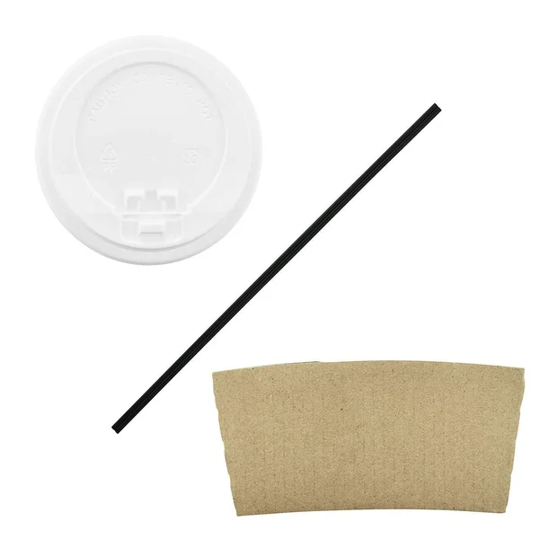 100 Pack - 16 oz [8, 12, 20] Disposable Hot Paper Coffee Cups, Lids, Sleeves, Stirring Straws