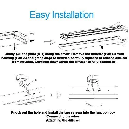 FaithSail 4ft LED Wraparound 40W 4 Foot LED Shop Lights for Garage, 4400lm, LED