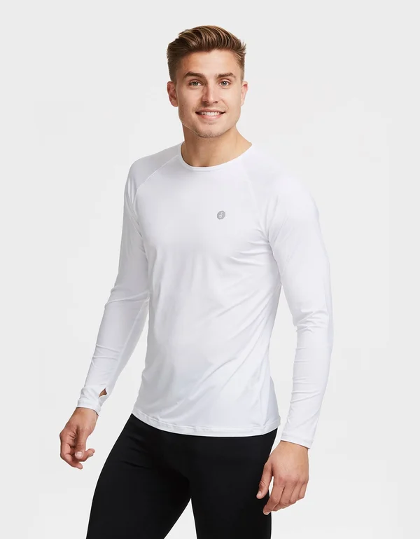 UPF 50+ Long Sleeve Sun Protective Base Layer for Men - Sun Safe Tops Navy