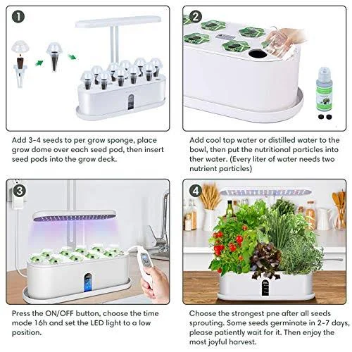 Hydroponics Growing System - Automatic Timer Indoor Herb Germination Kits with LED Grow Light, Height Adjustable Smart Garden Sta