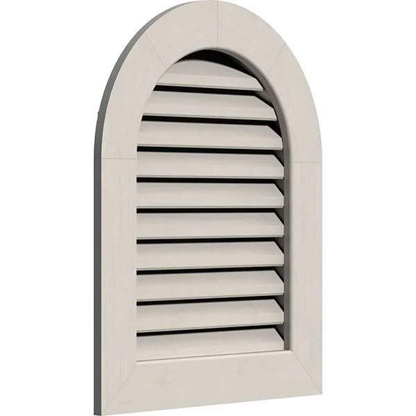 Ekena Millwork GVWRT12X3401SFPWR 12x22W x 34x22H Round Top Gable Vent (17x22W x 39x22H Frame Size): Primed, Functional, Smooth W