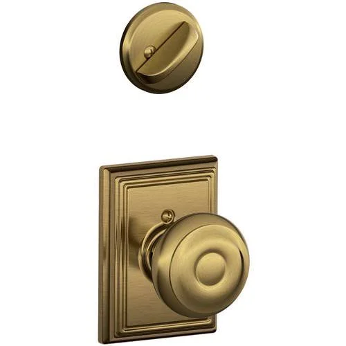 Schlage F59 Georgian with Addison Rose Interior Active Trim Distressed Nickel Finish