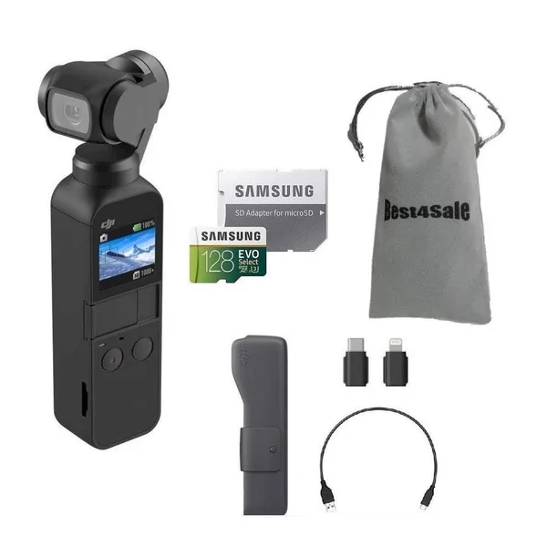 DJI Osmo Pocket Gimbal 3-Axis Stabilized Handheld Camera with 128GB SD Card Supports 4K Video