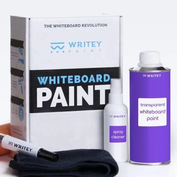 Whiteboard Paint - 1-Part Dry Erase Paint, Clear & White Coats, Clear, 100 Sq ft