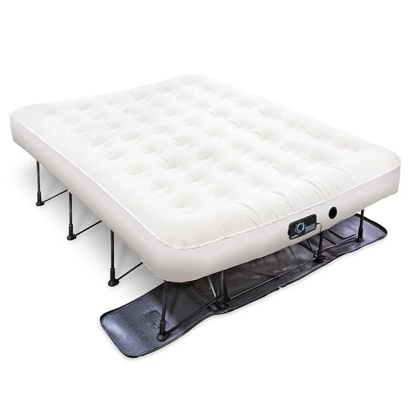 Ivation EZ-Bed (Queen) Air Mattress with Frame & Rolling Case - Self Inflatable, Blow Up Bed Auto Shut-Off, Comfortable