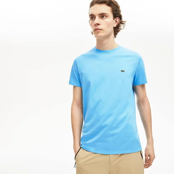 Lacoste Men's Crew Neck Pima Cotton T-Shirt - Barbeau Blue