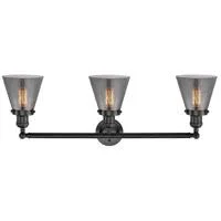 Innovations Lighting Small Cone 3 Light Bath Vanity Light 205 BK G63 LED (Black)