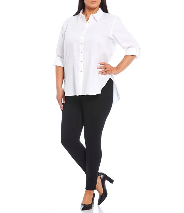 Calvin Klein Plus Size High-Low Tunic Shirt - Natural