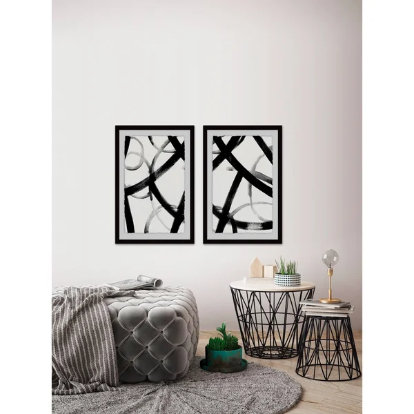 Monochrome Ripple Diptych, Size: 24 inch x 32 inch