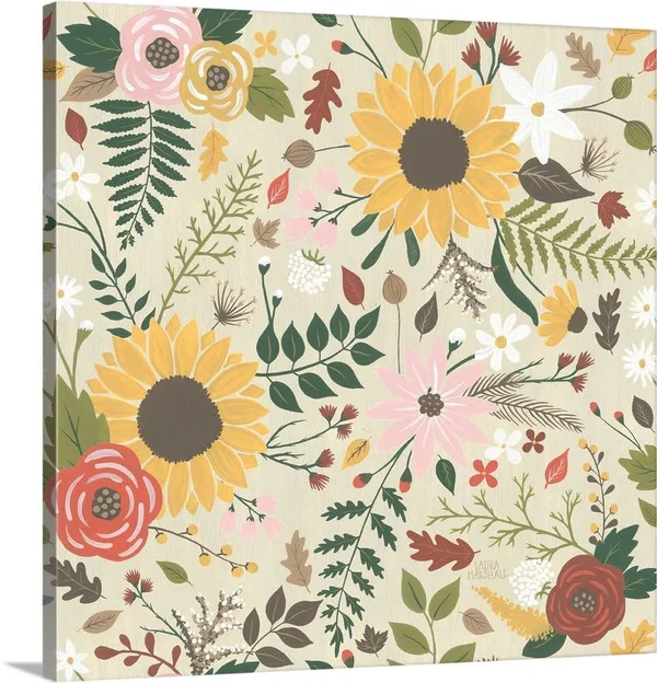 Autumn Garden Pattern VIII - Canvas Wall Art, 16x16, Great Big Canvas