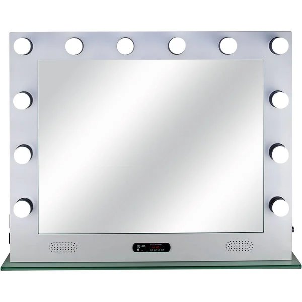 Ver Beauty White 12 Dimmable LED Light Metal Body and Glass Base Hollywood XL Vanity Mirror with Bluetooth, USB, Speakers and MP