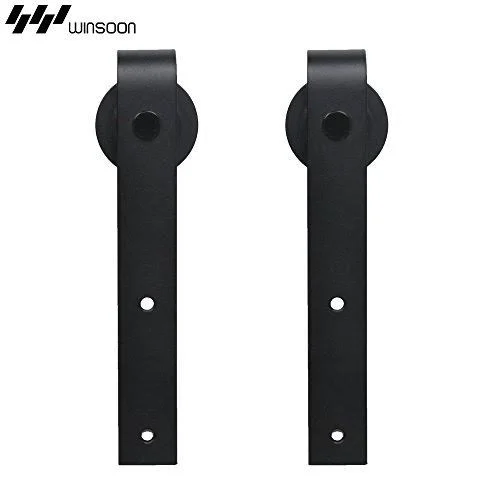 Winsoon 4FT-16FT Metal Sliding Bypass Barn Wood Door Hardware Kit System Bending GCM2782