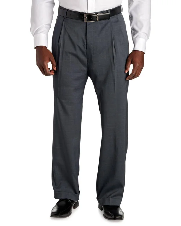 Savane Men's Pleated Stretch Crosshatch Dress Pant