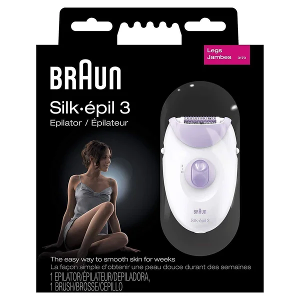 Braun Silk-閜il 3 Women's Epilator - Electric Hair Removal, White/Purple