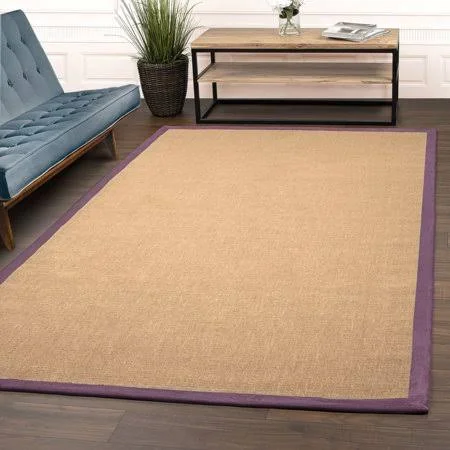 Superior 100-percent Hand Woven - Natural Fiber Classic Jute Area Rug 6x9 Purple Area Rugs