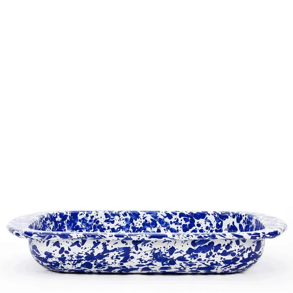 Golden Rabbit Enamelware Cobalt Swirl Roasting Pan Baking