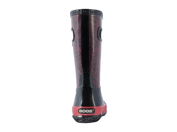 Bogs Unisex Children's Rain Boot, Size: 2, Black Multi Maze Rubber