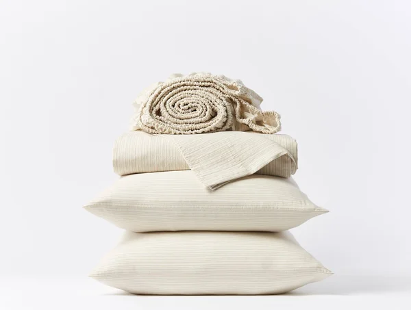 Coyuchi - Organic Crinkled Percale Sheet Set King Undyed w/Hazel-Rosehip