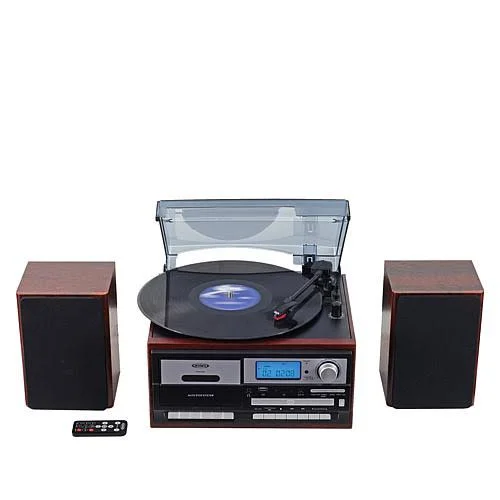 Jensen JTA-575 3-Speed Stereo Turntable MP3 CD System with Cassette and AM/FM Stereo Radio