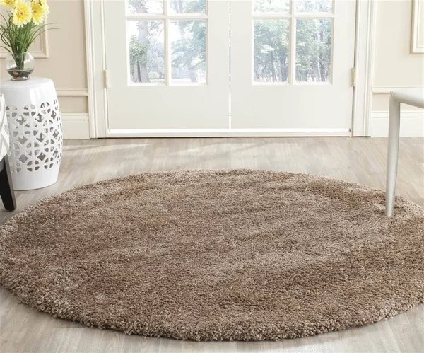 Safavieh Shag Round Area Rug Dark Beig - ShopLadder