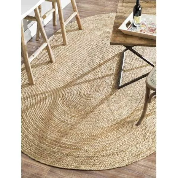 nuLOOM Rigo Hand Woven Jute Area Rug - 9& x 12& Oval, Natural