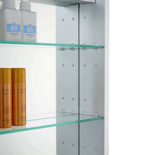 Bathroom Medicine Cabinet - Aluminum, Recessed/Surface Mount, 24 inch x 30 inch, 2 Door Hinged, Mirrored w/ 2 LED Strips, Size: 2