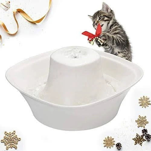 iPettie Fiumi Ceramic Pet Drinking Fountain, Water Fountains for Cats and Dogs