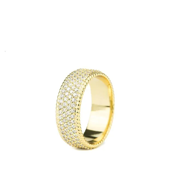 Diamond 4-Row Rope Ring 5 - Gold