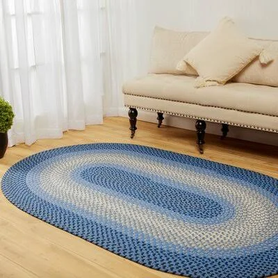 Engstrom Handmade Braided Blue Indoor, Outdoor Area Rug August Grove Rug Size: Oval 8& x 11&