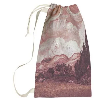 Browerville Wheatfield with Cypresses Laundry Bag Winston Porter Color: Red, Size: Small ( 64x22 H x 20x22 W x 1.5x22 D )