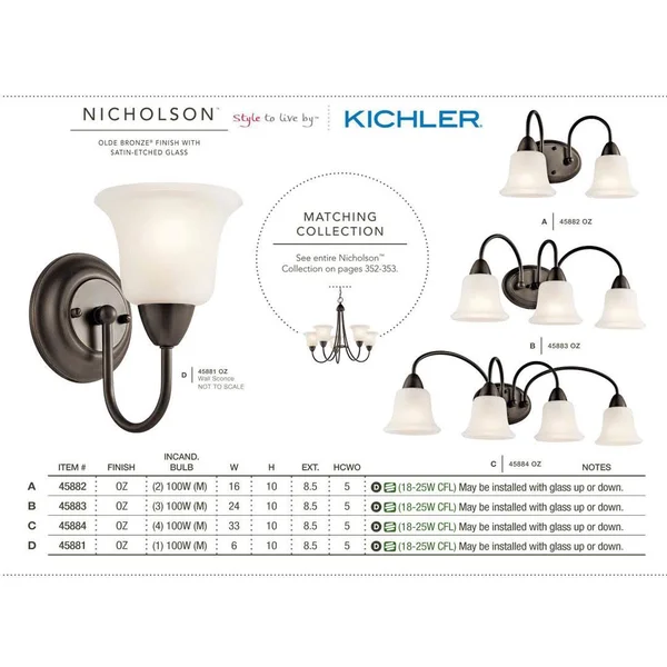 Kichler 45882OZ Nicholson Bath 2-Light, Olde Bronze