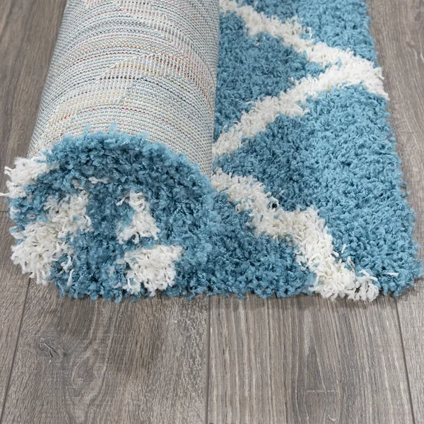 Ottomanson Ultimate Shaggy Moroccan Trellis Area Rug - Turquoise - 5.3' x 7'