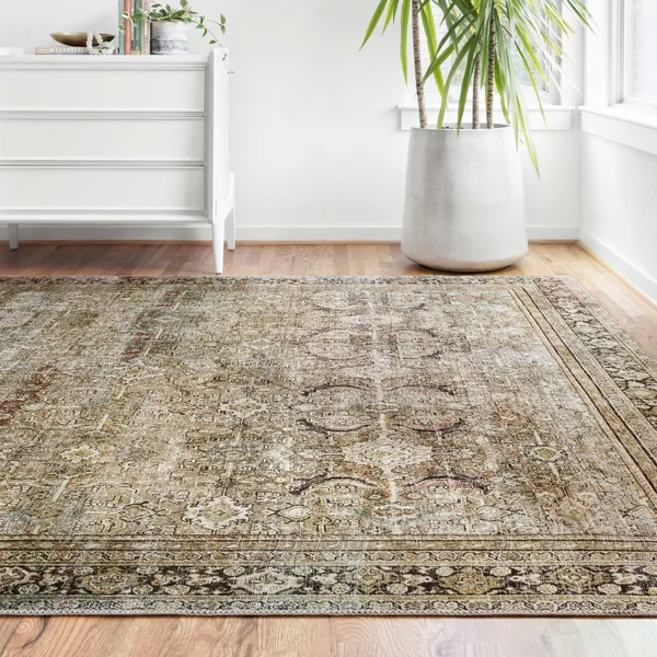 Alexander Home Isabelle Traditional Vintage Border Printed Area Rug - 7&6x22 x 9&6x22