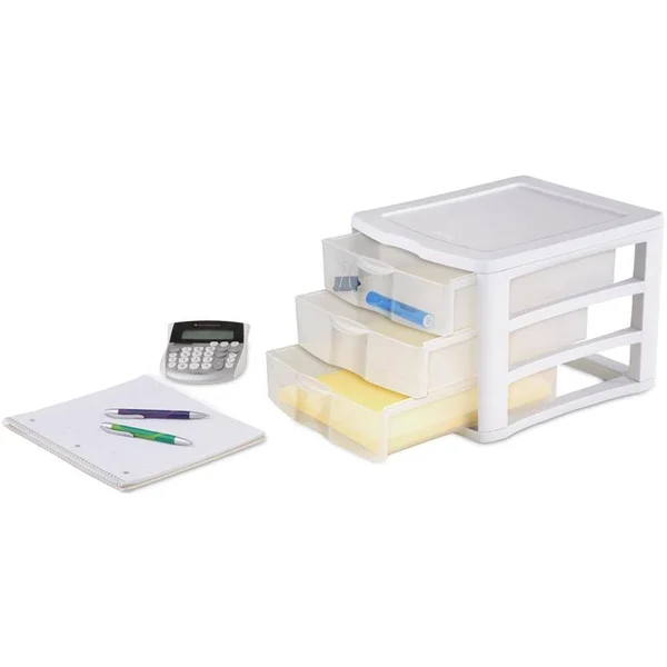 Sterilite 17918004 Compact Portable 3 Storage Drawer Organizer Cabinet (16 Pack)