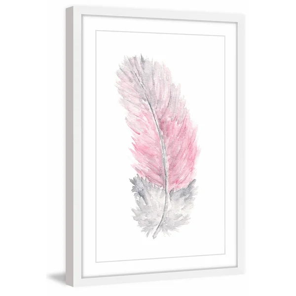 Pink Feather Framed Painting Print - Size: 18 inch x 12 inch