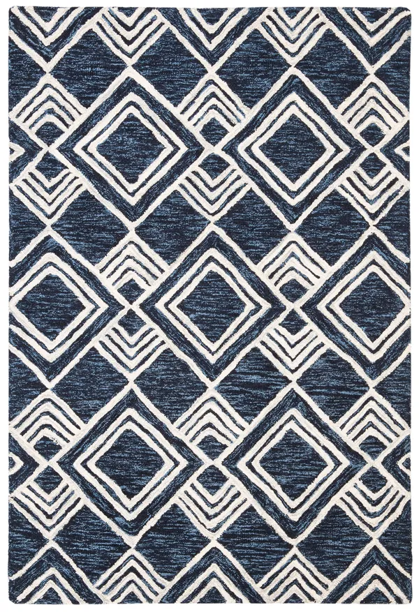 Safavieh Micro-Loop MLP154N 2&3x22 x 7&0x22 Runner Navy, Ivory Area Rug