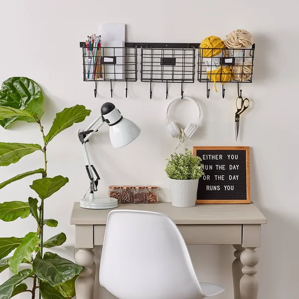 DII Black Farmhouse Wire Wall Organizer with Hooks