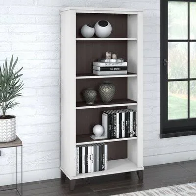 Masala 5 Shelf Standard Bookcase Red Barrel Studio Color: Storm Gray/White