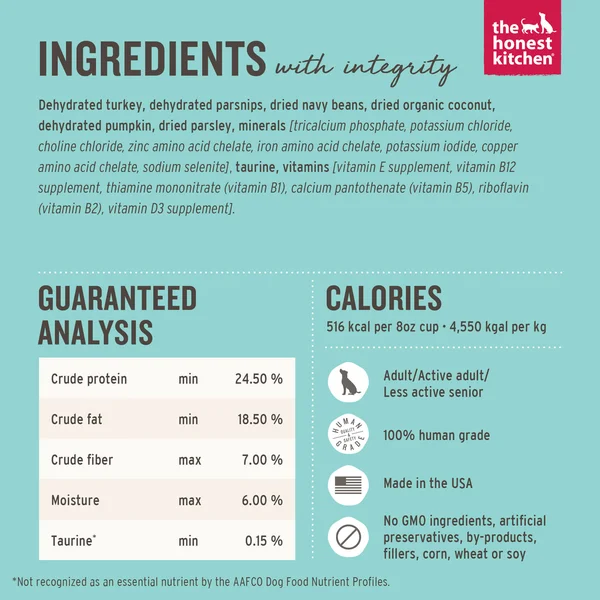The Honest Kitchen Grain Free Limited Ingredient Turkey Recipe Dehydrated Dog Food, 10lb