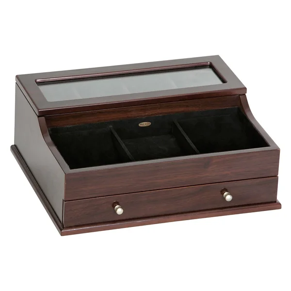 Mele & Co. Hampden Men's Glass Top Wooden Dresser Top Valet