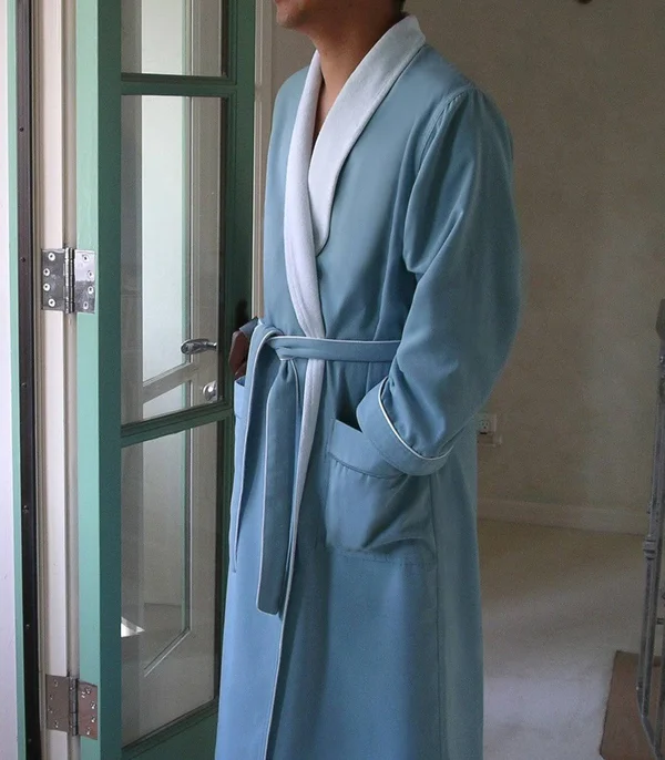 Plush Necessities Spa Robe - Luxury Microfiber Terry - Men's Best Hotel Bathrobe, Blue, 3XL