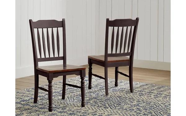A-America British Isles Slatback Side Chair, Oak-Black Finish, Set of 2