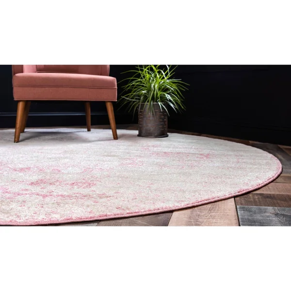 Unique Loom Bromley Wells Pink 8 ft. Round Area Rug