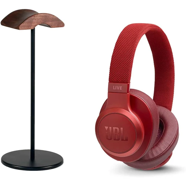 JBL Live 500BT Red Over-Ear Headphones w/divvi! Headphone Stand